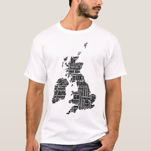 Typografische Britse eilanden. T-shirt (Voorkant)