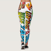 Typografische Comic Book Pop Art-geluiden Leggings (Achterkant)