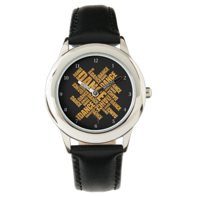 Typografische Dans (Rust) Wristwatch Horloge (Voorkant)