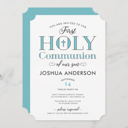 Typografische Eerste Heilige Communie Kaart (Voorkant / Achterkant)