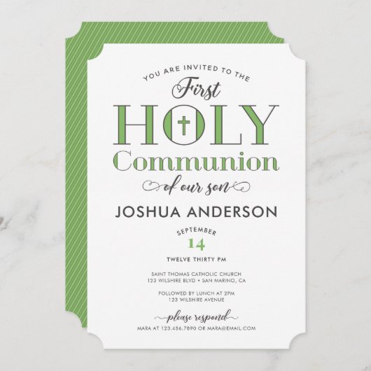 Typografische Eerste Heilige Communie Kaart (Voorkant / Achterkant)