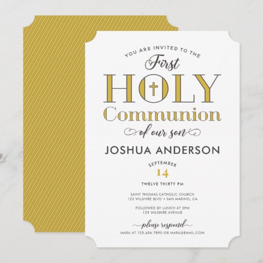 Typografische Eerste Heilige Communie Kaart (Voorkant / Achterkant)