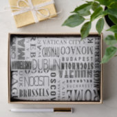Typografische Europese hoofdsteden Tissuepapier (Geschenk)