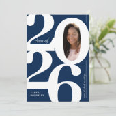 Typografische Foto Blauwe Afstudeerfeest Kaart (Staand voorkant)