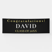 Typografische Gefeliciteerd Naam Zwart Afstuderen Spandoek (Horizontaal)