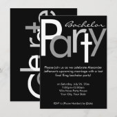 Typografische grijze zwarte vrijgezellenfeest uitn kaart (Voorkant / Achterkant)