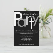 Typografische grijze zwarte vrijgezellenfeest uitn kaart (Staand voorkant)