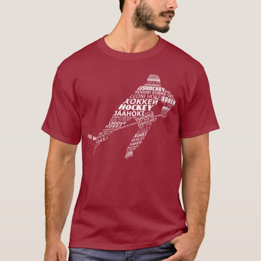 Typografische Hockey Languages T Shirt (Voorkant)
