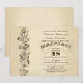  typografische huwelijksuitnodiging kaart (Voorkant / Achterkant)