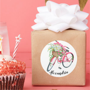 Typografische Jouw naam Citaat  fiets Ronde Sticker