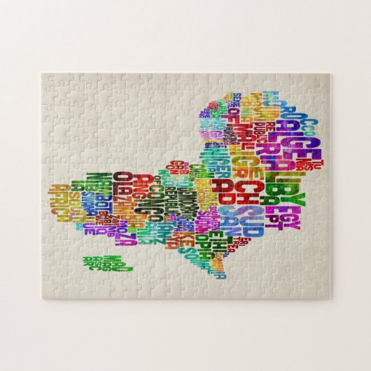 Typografische kaart van Afrika Legpuzzel (Horizontaal)