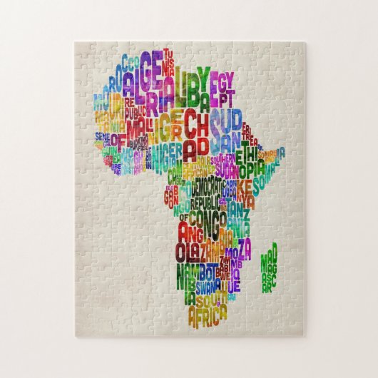 Typografische kaart van Afrika Legpuzzel (Verticaal)