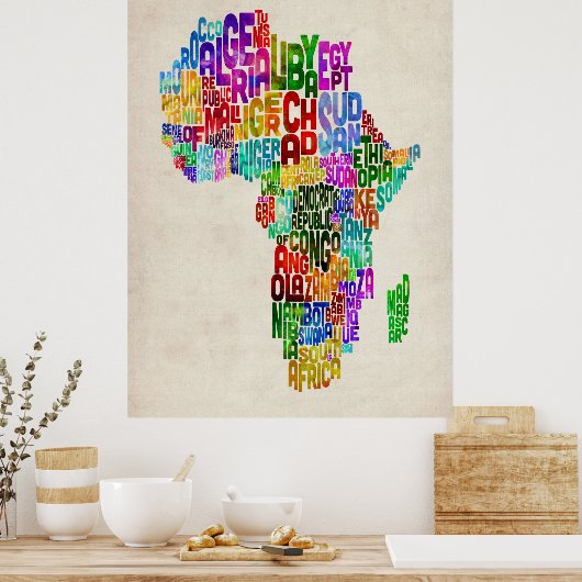 Typografische kaart van Afrika Poster (Keuken)