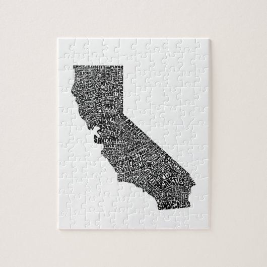 Typografische kaart van Californië Legpuzzel (Verticaal)