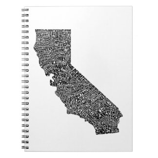 Typografische kaart van Californië Notitieboek