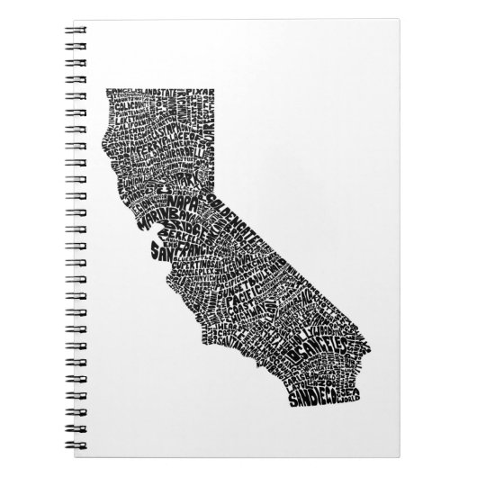 Typografische kaart van Californië Notitieboek (Voorkant)