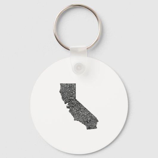 Typografische kaart van Californië Sleutelhanger (Voorkant)
