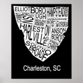 Typografische kaart van Charleston Poster (Voorkant)