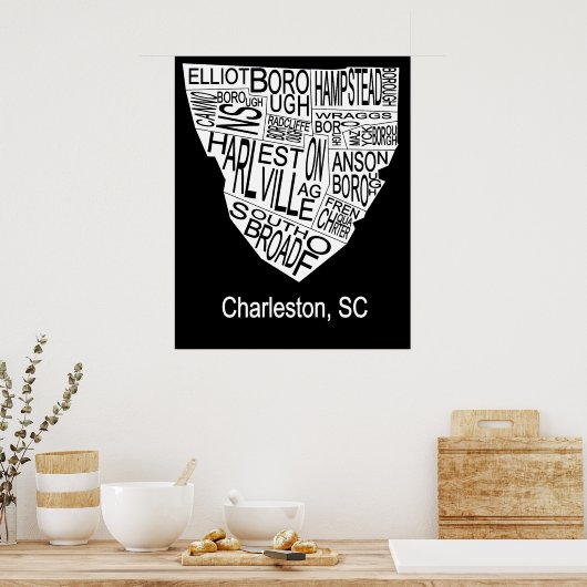 Typografische kaart van Charleston Poster (Keuken)