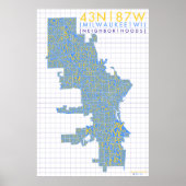 Typografische kaart van de buurt Milwaukee Poster (Voorkant)