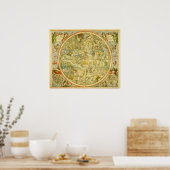 Typografische kaart van de oude wereld poster (Keuken)