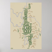 Typografische kaart van Wasatch Front (Utah) Poster (Voorkant)