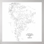 Typografische kaart van Zuid-Amerika Poster (Voorkant)