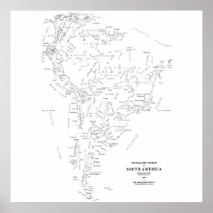 Typografische kaart van Zuid-Amerika Poster