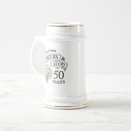 Typografische kaas en bier van elke leeftijd bierpul (Voorkant links)