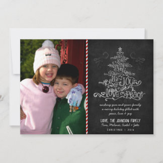 Typografische kerstboomkleurenfotokaart feestdagenkaart