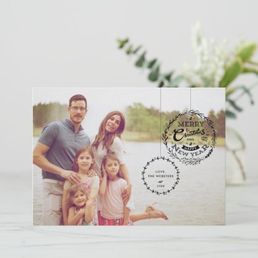 Typografische kerstversiering 2 feestdagenkaart (Staand voorkant)