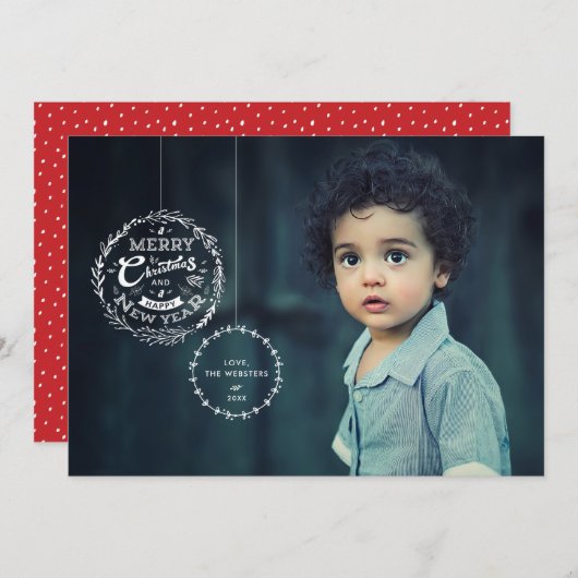 Typografische kerstversiering feestdagenkaart (Voorkant / Achterkant)