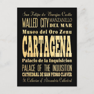 Typografische kunst in Cartagena City of Colombia Briefkaart