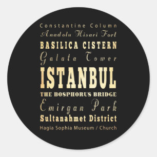 Typografische kunst in de stad Istanbul in Turkije Ronde Sticker