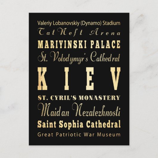 Typografische kunst in Kiev City of Ukraine Briefkaart (Voorkant)