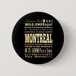 Typografische kunst in Montreal City of Canada Ronde Button 5,7 Cm