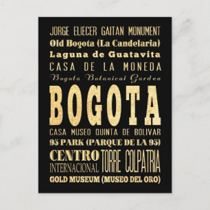 Typografische kunst uit de stad Bogota in Colombia Briefkaart