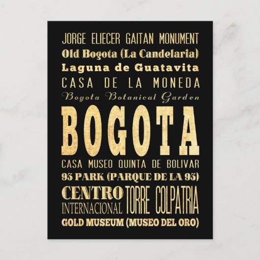 Typografische kunst uit de stad Bogota in Colombia Briefkaart (Voorkant)