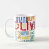 Typografische moderne overlappende naam in kleuren koffiemok (Links)