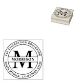 Typografische Monogram Familienaam Return Address Rubberstempel (Gestempeld)