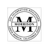 Typografische Monogram Familienaam Return Address Rubberstempel (Afrduk)