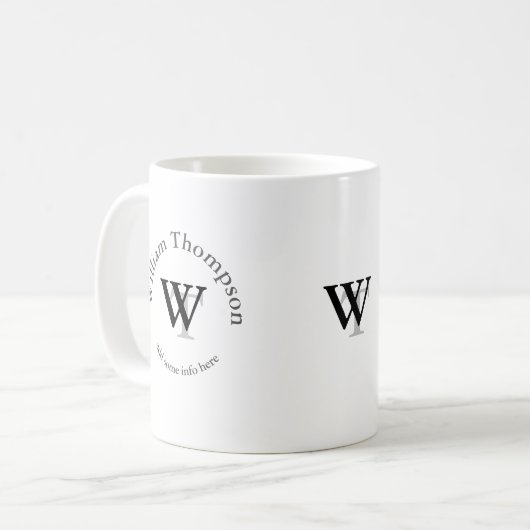 typografische monogram - gepersonaliseerde logo koffiemok (Voorkant links)