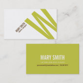 Typografische monogram kaart (Limoen) voor 45 grad Visitekaartje (Voorkant / Achterkant)