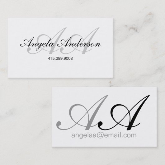 Typografische naam en Initialen script Visitekaartje (Voorkant / Achterkant)