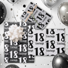 Typografische nummers 18e verjaardag inpakpapier vel