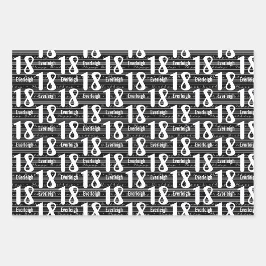 Typografische nummers 18e verjaardag inpakpapier vel (Voorkant)