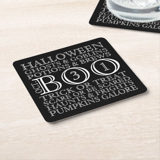 Typografische Onderzetters van Halloween Party - B (Schuin)