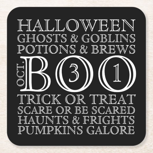 Typografische Onderzetters van Halloween Party - B (Voorkant)