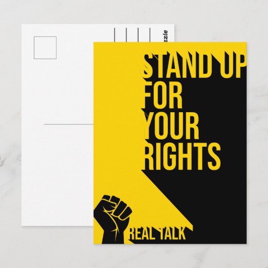 Typografische opkomen voor uw rechten briefkaart (Voorkant / Achterkant)