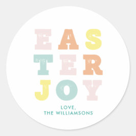 Typografische Paasvreugde Moderne Pastels Ronde Sticker